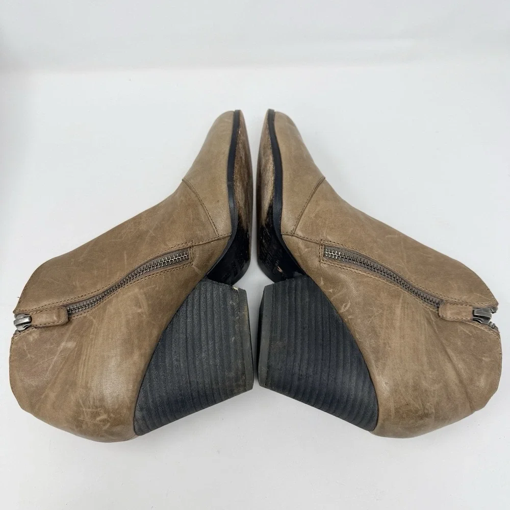 Eileen Fisher Ankle Boots 8.5 Dusk Trail Stacked‎ Heel Distressed Leather Zip
